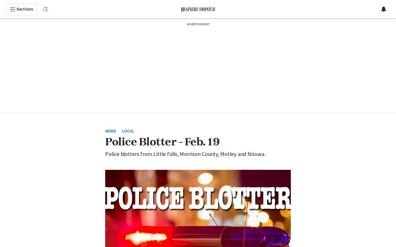 Morrison County arrest-news police-blotter record example