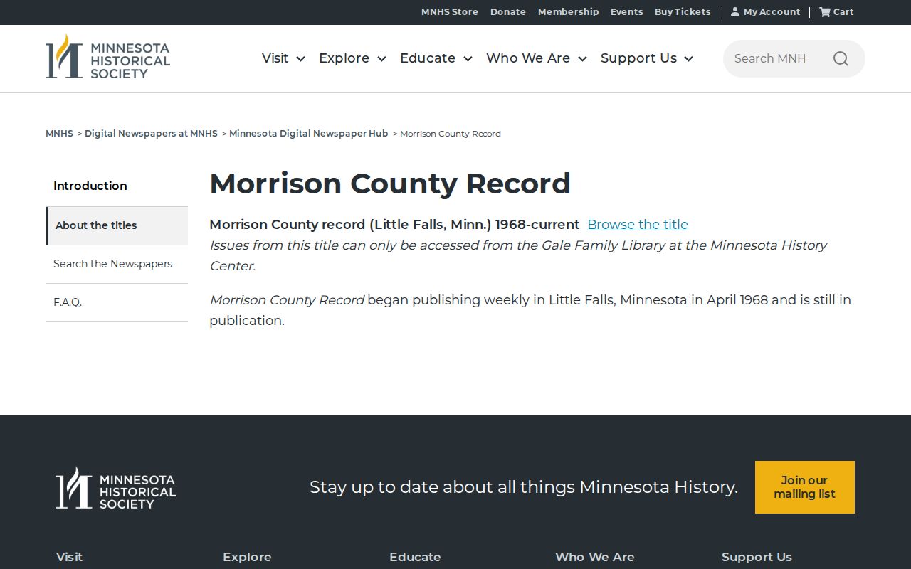 Morrison County arrest-news archive record for Morrison County Record