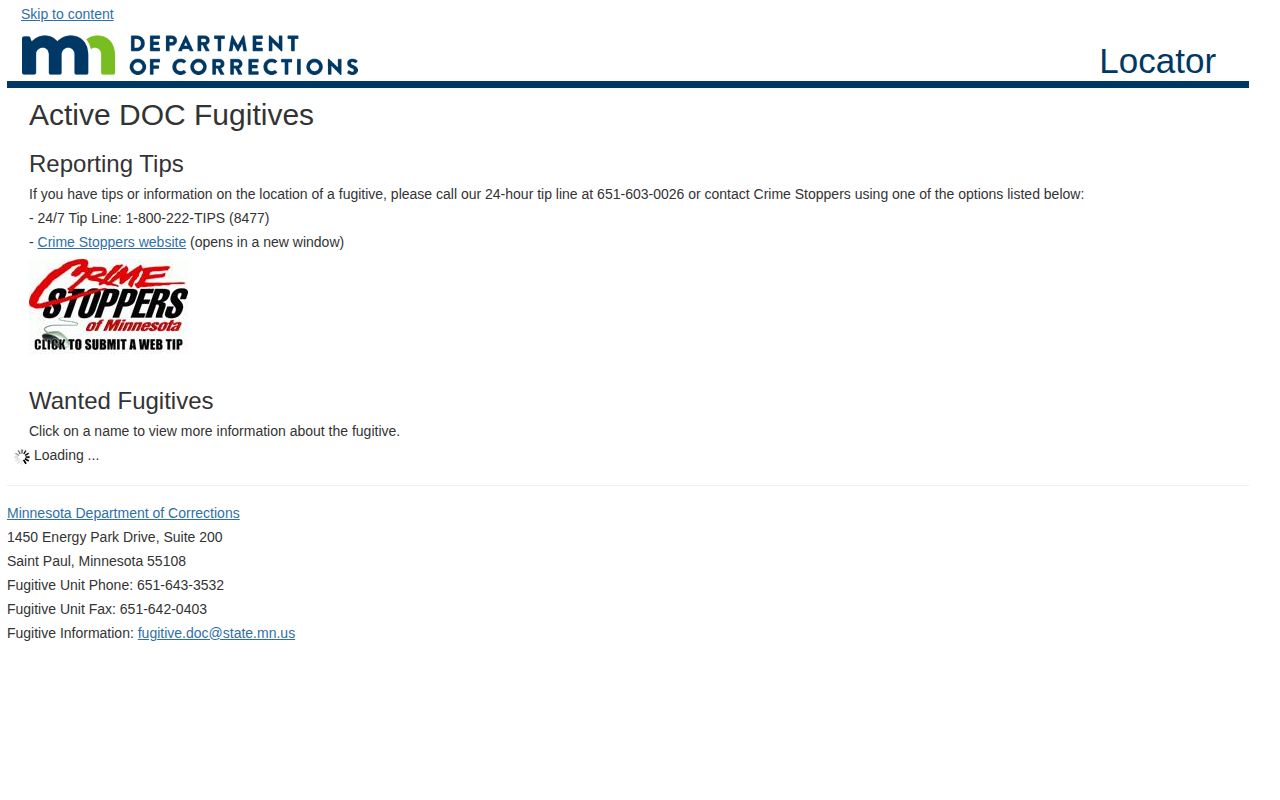 Morrison County warrant-record alternative on Minnesota DOC active fugitives page