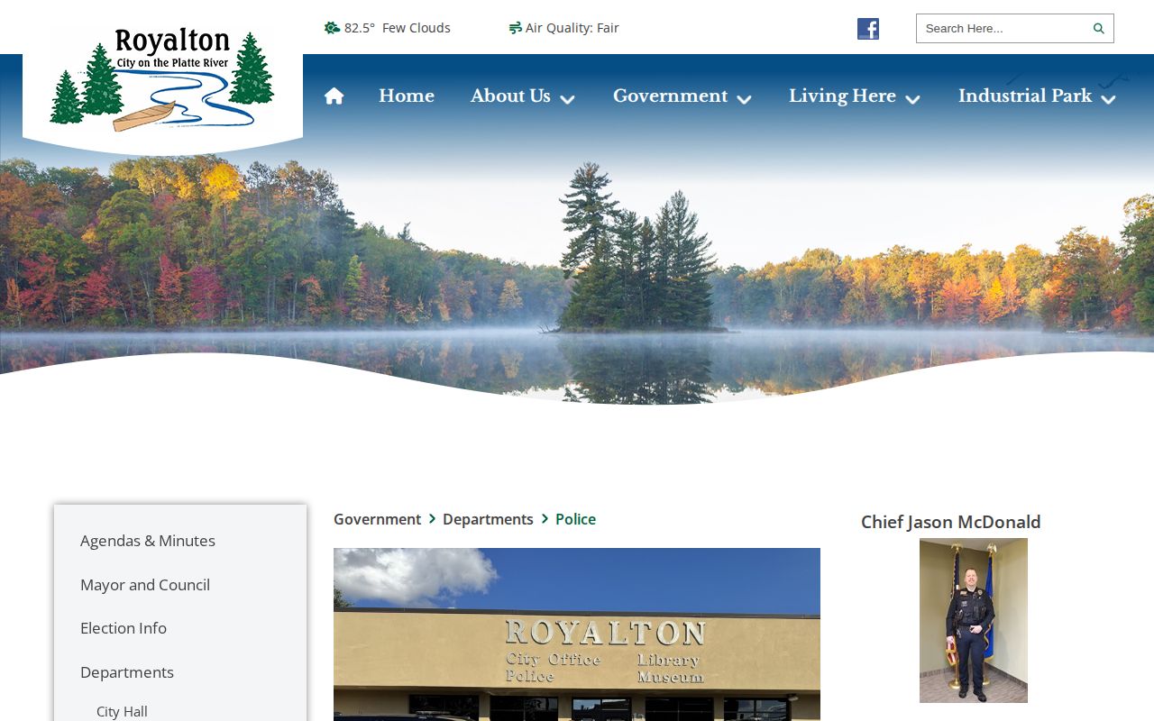 Royalton Police contact page for Morrison County police record requests